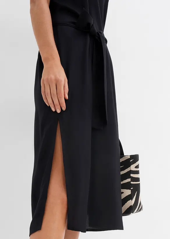 Robe midi avec ceinture et manches à finitions élastiquées, bonprix
