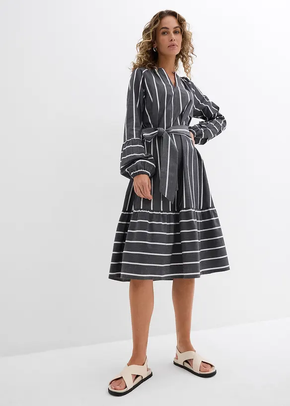 Robe midi rayée, 100% coton, bonprix