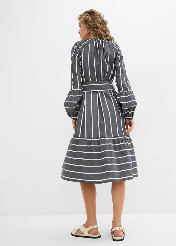 Robe midi rayée, 100% coton, bonprix