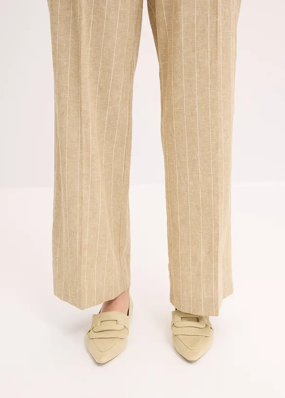 Pantalon à pinces en lin majoritaire, bonprix
