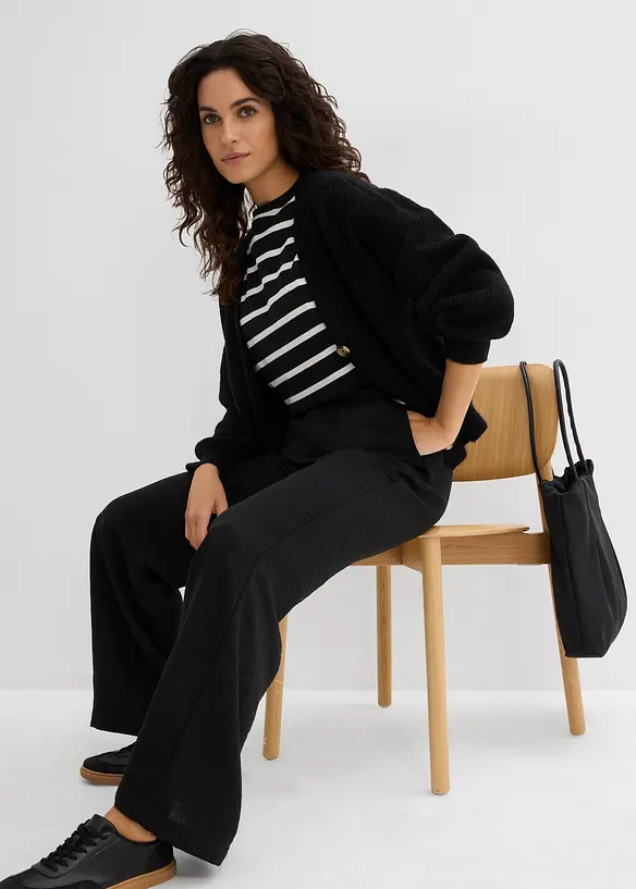 Pantalon palazzo à bords-côtes, bonprix