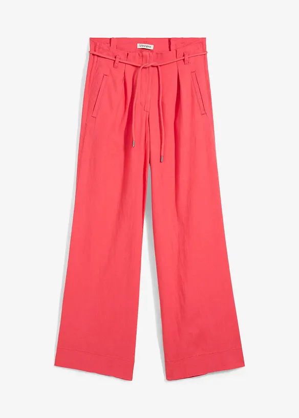 Pantalon paper bag en lin mélangé léger, bonprix