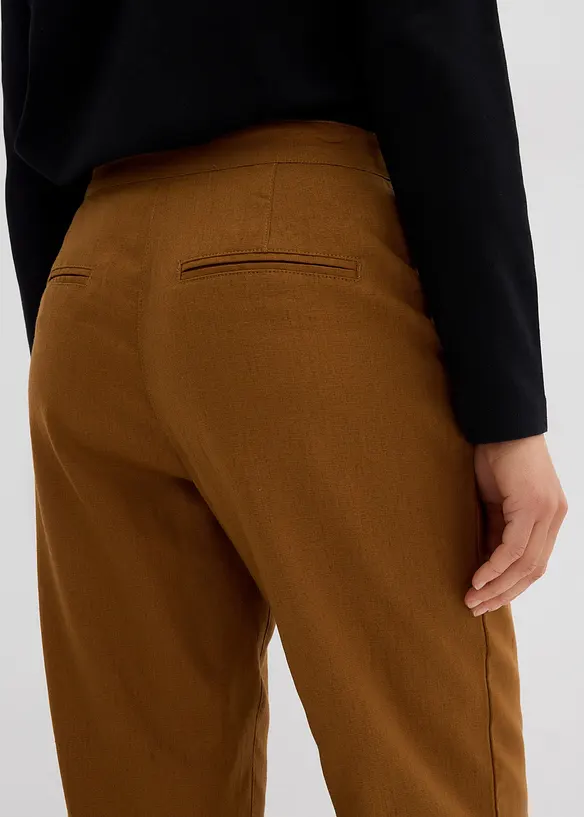 Pantalon taille haute en lin et viscose, bonprix
