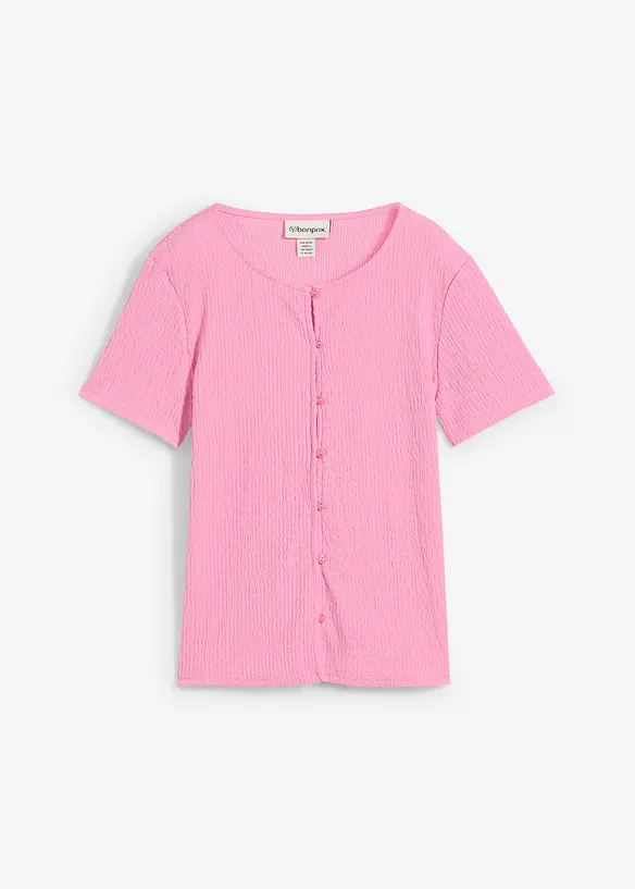 T-shirt texturé et boutonné, bonprix