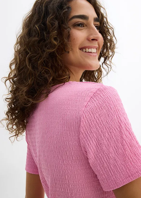 T-shirt texturé et boutonné, bonprix