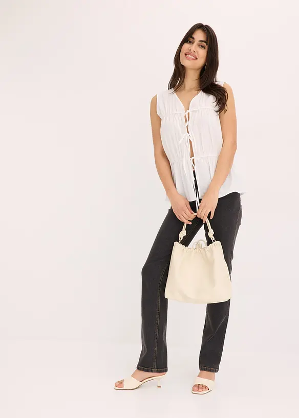 Blouse sans manches à volants et nouettes, bonprix
