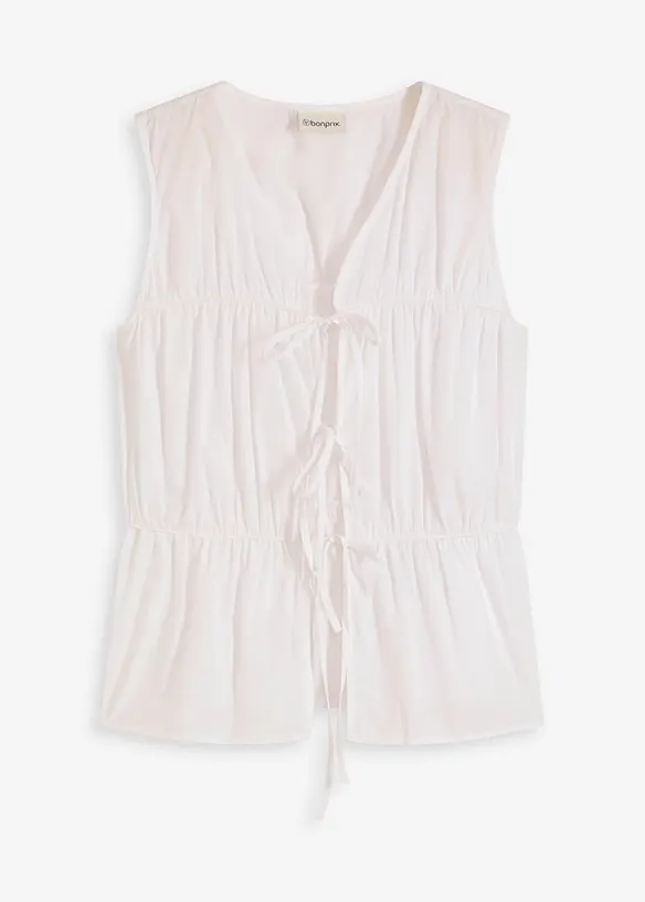 Blouse sans manches à volants et nouettes, bonprix