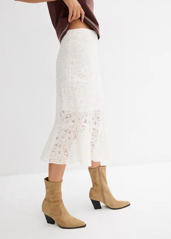 Jupe midi en dentelle, bonprix