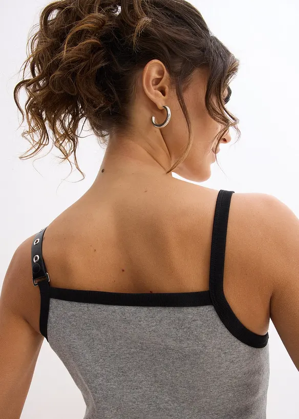 Robe à fines bretelles avec bordures contrastantes, bonprix