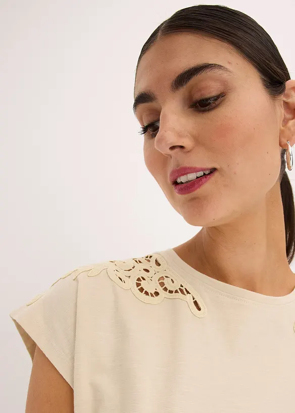 T-shirt avec détails au crochet, bonprix