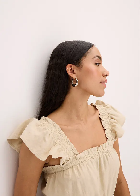Robe longue en lin mélangé, bonprix