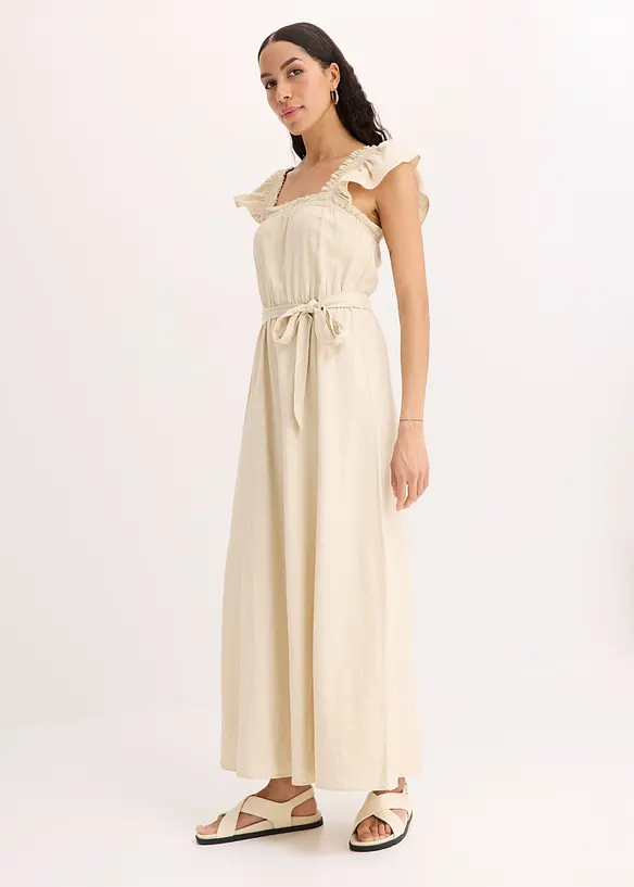 Robe longue en lin mélangé, bonprix