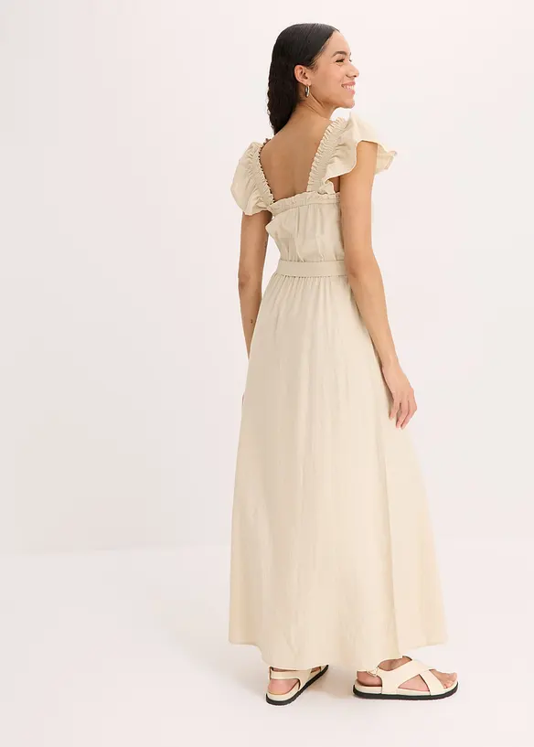 Robe longue en lin mélangé, bonprix