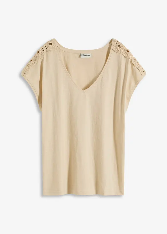 T-shirt à empiècements crochetés, bonprix