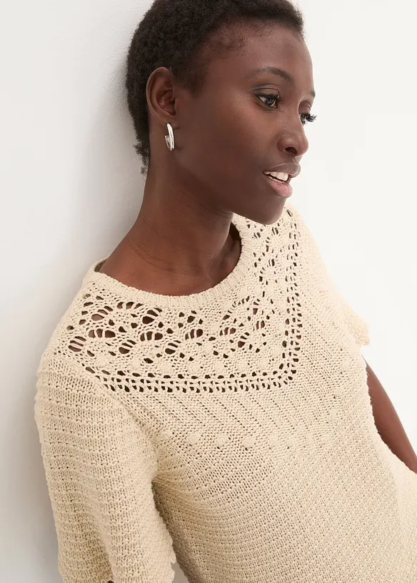 Pull ajouré avec lin, bonprix