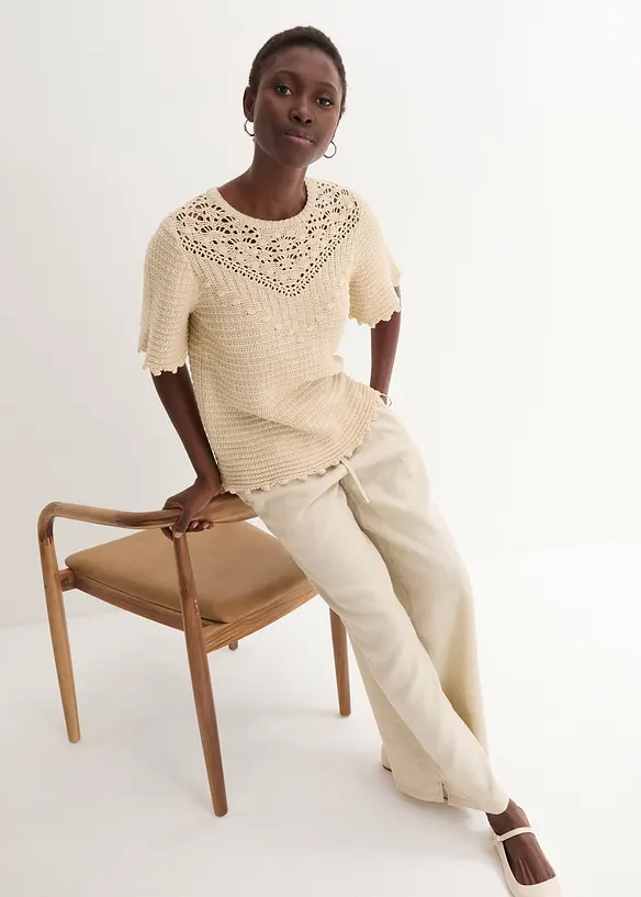 Pull ajouré avec lin, bonprix