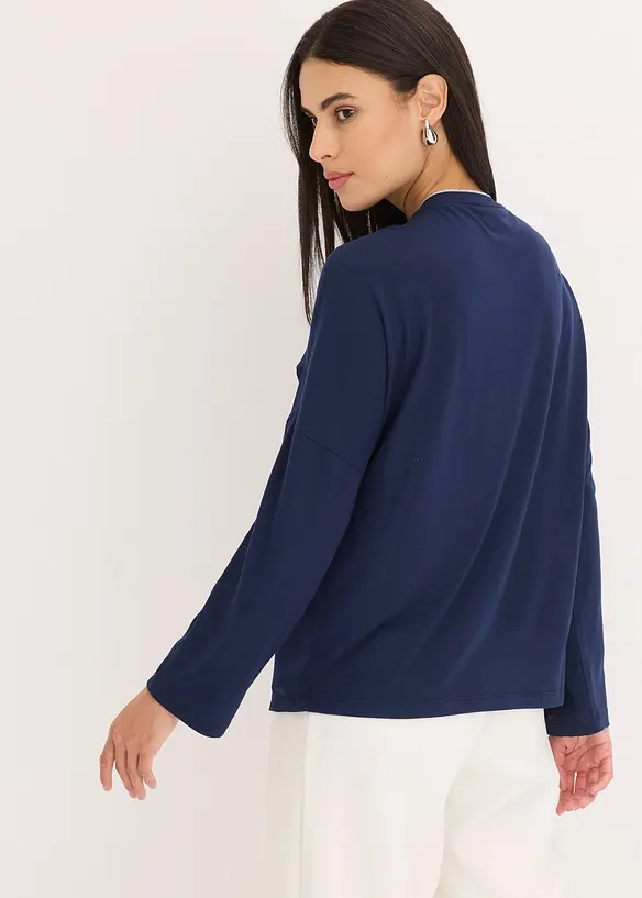 T-shirt à manches chauve-souris, empiècement en satin, bonprix