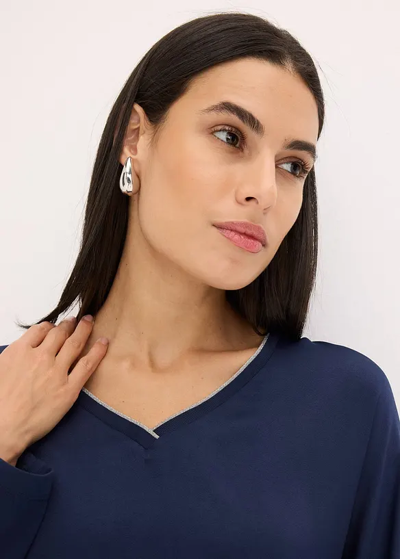 T-shirt à manches chauve-souris, empiècement en satin, bonprix