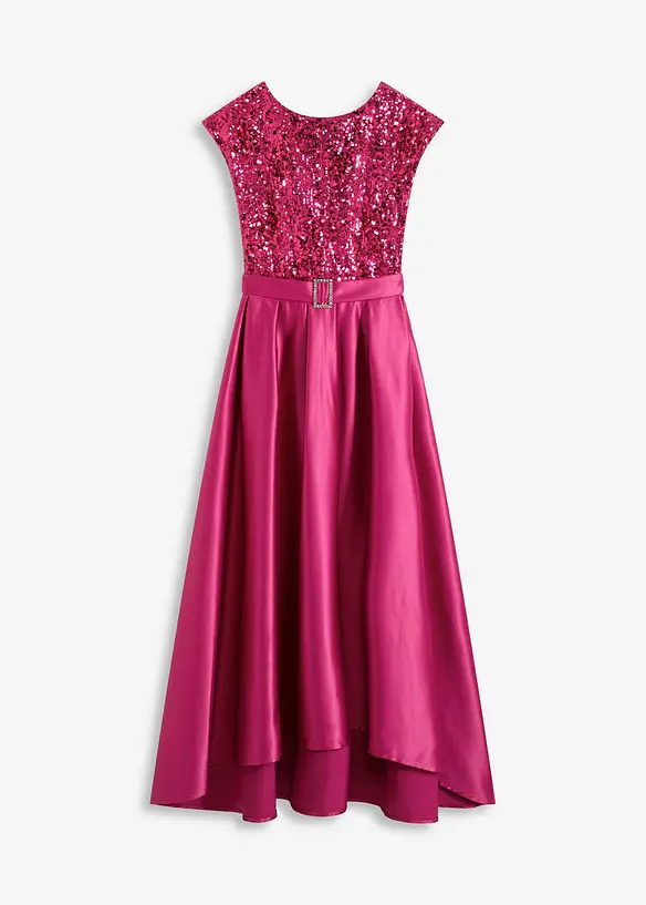 Robe longue en satin brillant et dentelle, bonprix