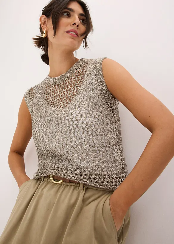 Top en grosse maille ajourée, bonprix