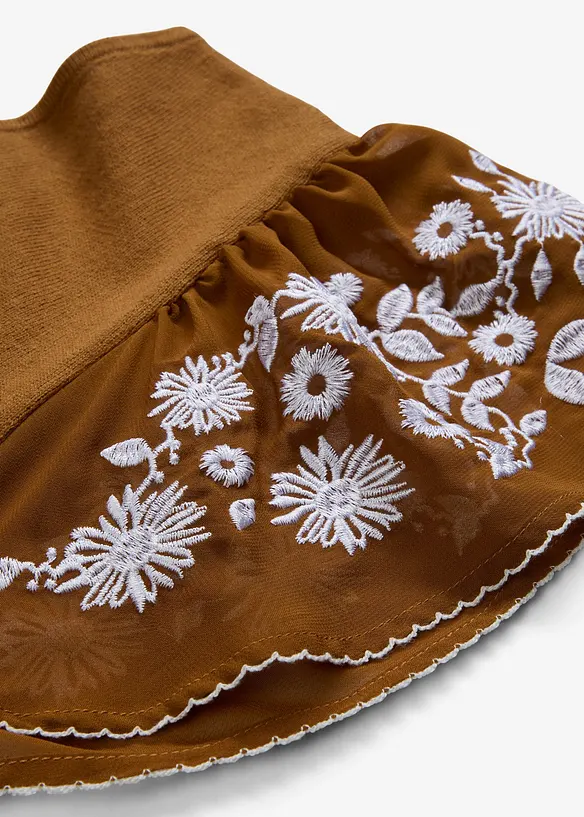Haut en maille coton et soie avec manches en crêpe, bonprix