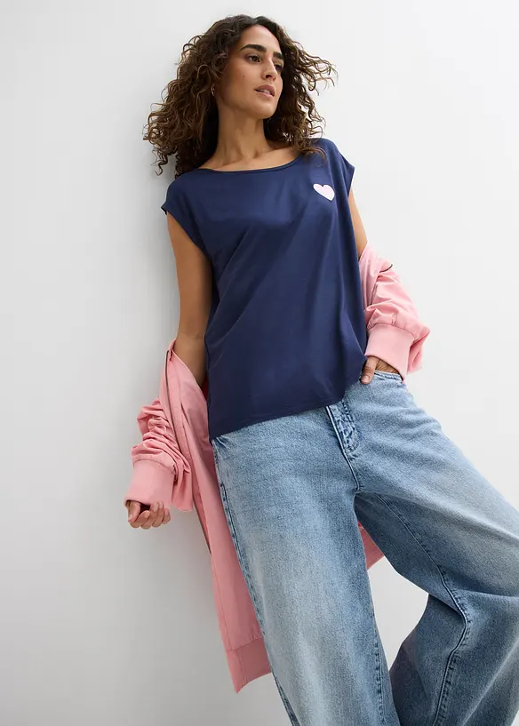 T-shirt plus long derrière en viscose fluide, bonprix