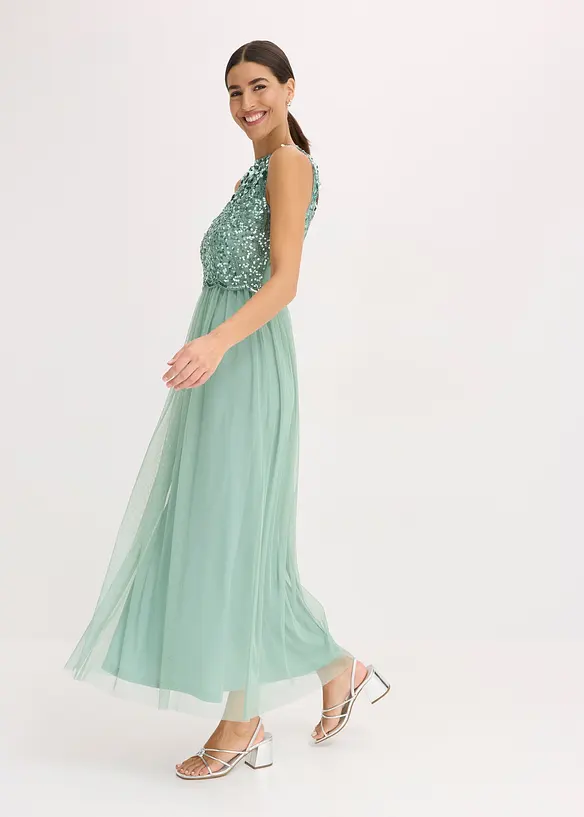 Robe longue avec haut brodé de sequins, bonprix