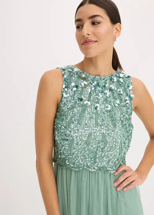 Robe longue avec haut brodé de sequins, bonprix