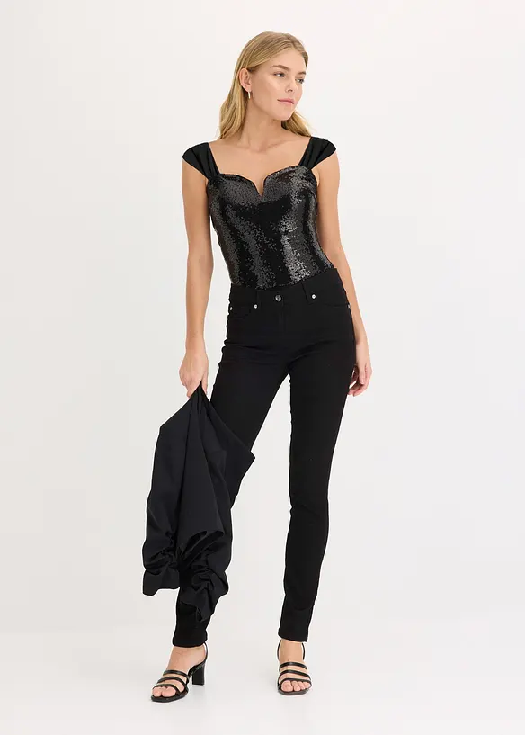 Body à sequins, bonprix