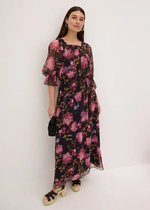 Robe longue en crêpe, bonprix