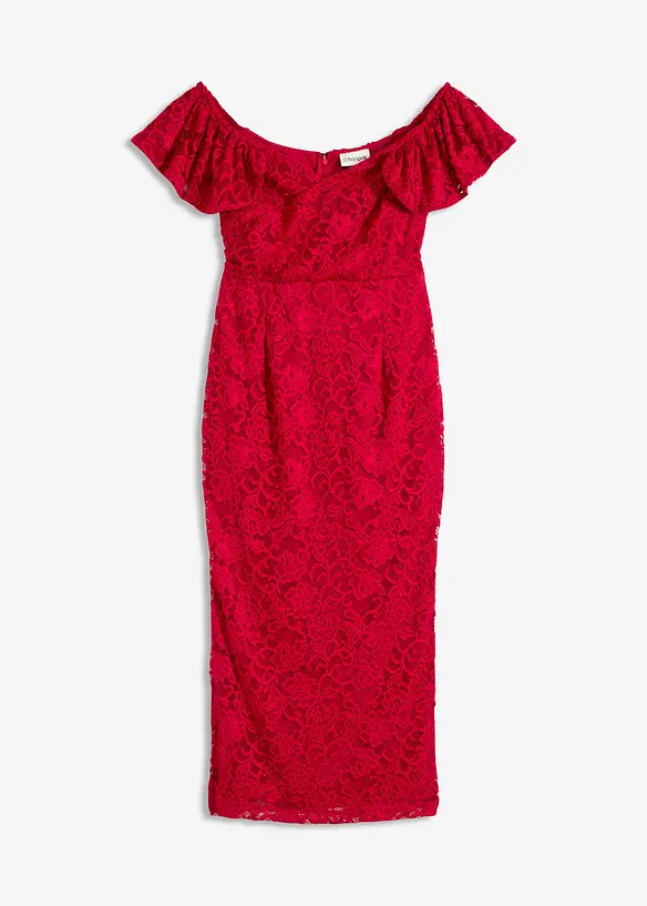 Robe en dentelle à manches drapées, bonprix