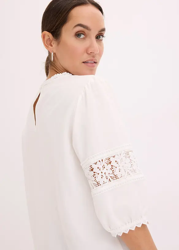 Blouse manches courtes contenant du lin, bonprix