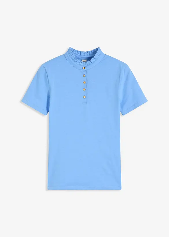Top en coton à col volanté, bonprix