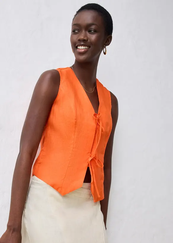 Blouse sans manches 100% lin, bonprix