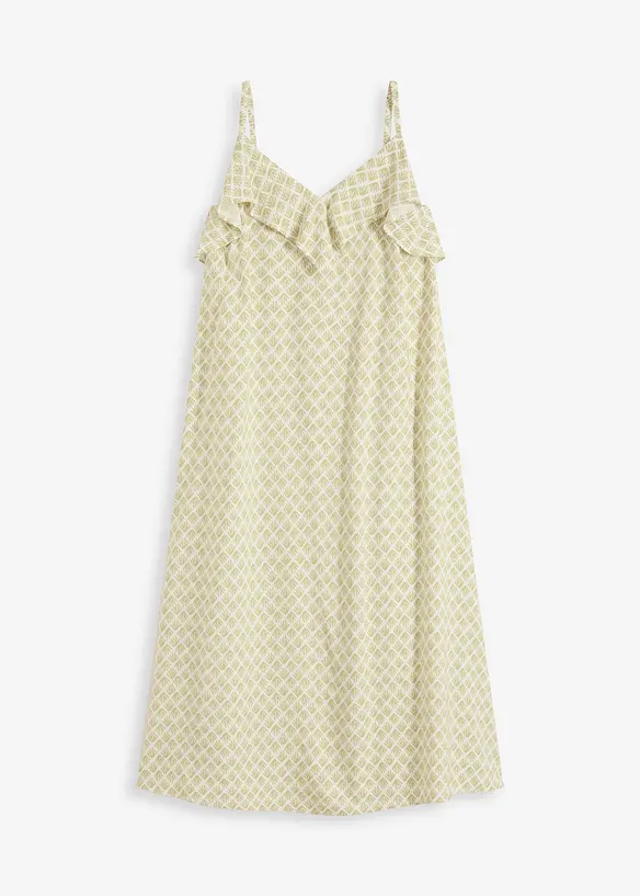 Robe midi à encolure volantée, bonprix