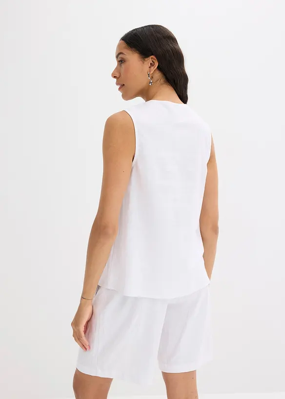 Blouse sans manches en lin mélangé, bonprix