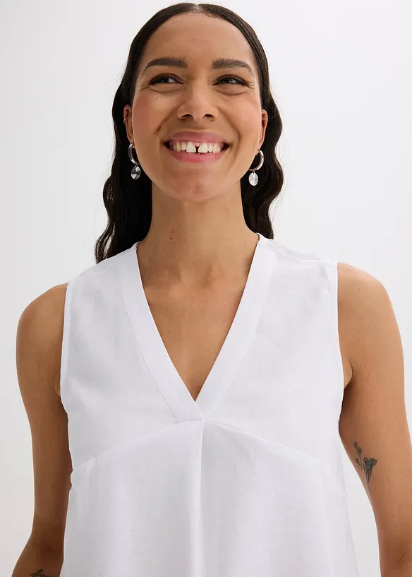 Blouse sans manches en lin mélangé, bonprix