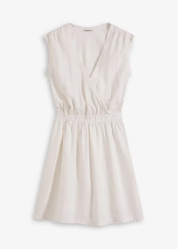 Robe en lin mélangé à finitions effilochées, bonprix