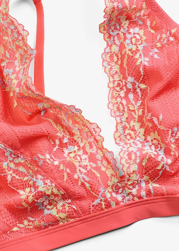 Soutien-gorge bralette sans armatures avec une dentelle multicolore, bonprix