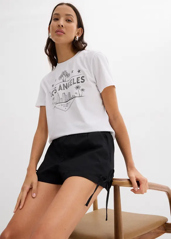 Short à taille élastiquée en coton extensible, bonprix
