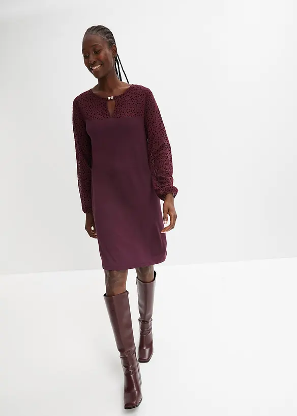 Robe en jersey avec empiècement en mesh, BODYFLIRT