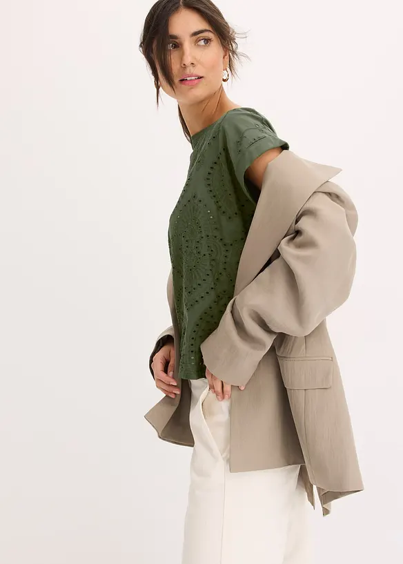 T-shirt à broderies anglaises, bonprix