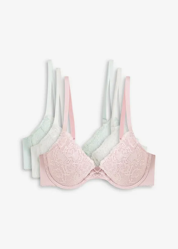 Lot de 3 soutiens-gorge push-up avec dentelle, bonprix