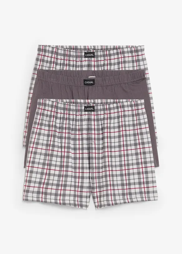 Lot de 3 caleçons en jersey coton à carreaux, bonprix