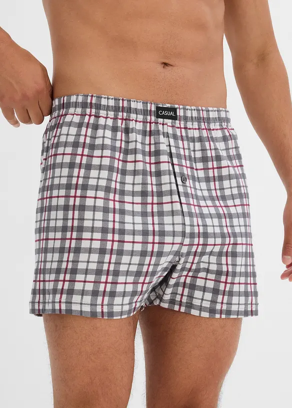Lot de 3 caleçons en jersey coton à carreaux, bonprix