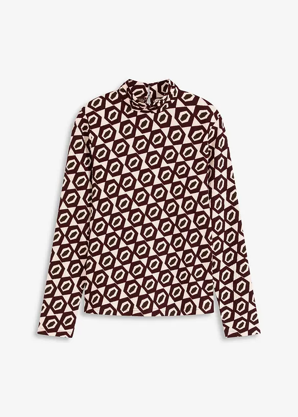 T-shirt manches longues texturé à col montant, bonprix