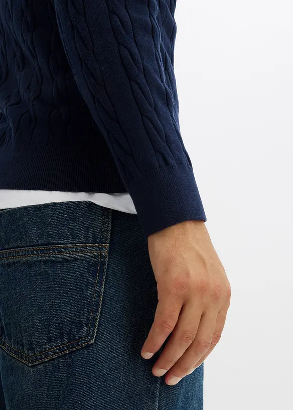 Pull en fine maille à torsades, slim, bonprix