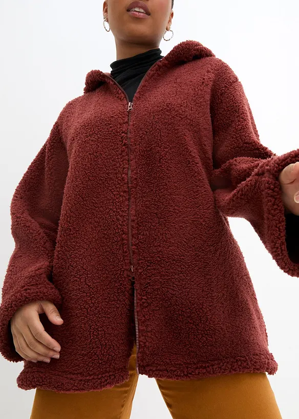 Veste en sherpa coupe trapèze avec fentes latérales, bonprix
