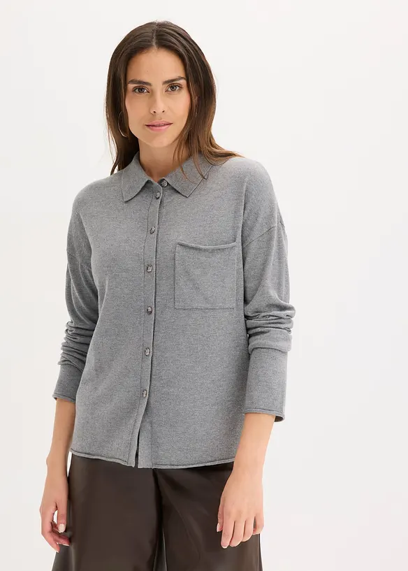 Gilet en fine maille à col chemise, bonprix