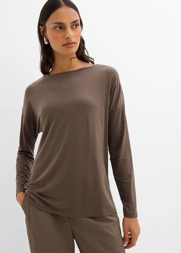 T-shirt manches longues en viscose extensible, bonprix